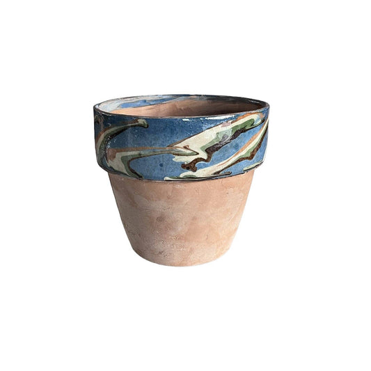 Cottage Crafted Flowerpot: Small / Marbleized Blue