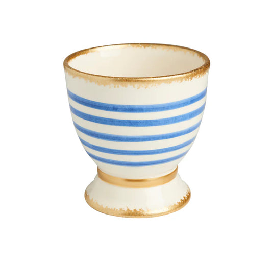 Blue and White Strip Cachepot, small