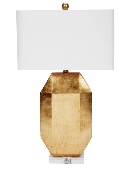 SPECIAL ORDER - Gold Leaf Table Lamp w/ Crystal Base