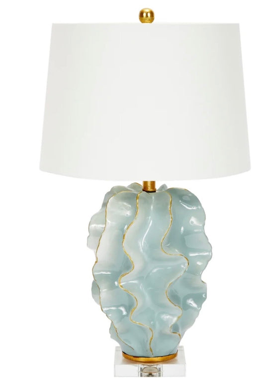 Hannah Blue Ceramic Wave Lamp on crystal base