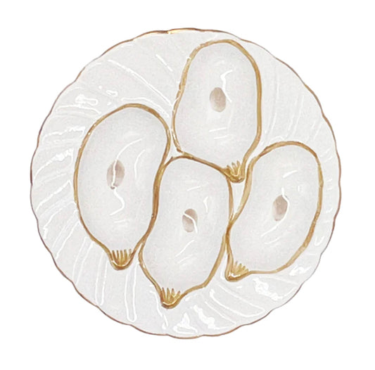 Oyster Dish - white w/gold trim