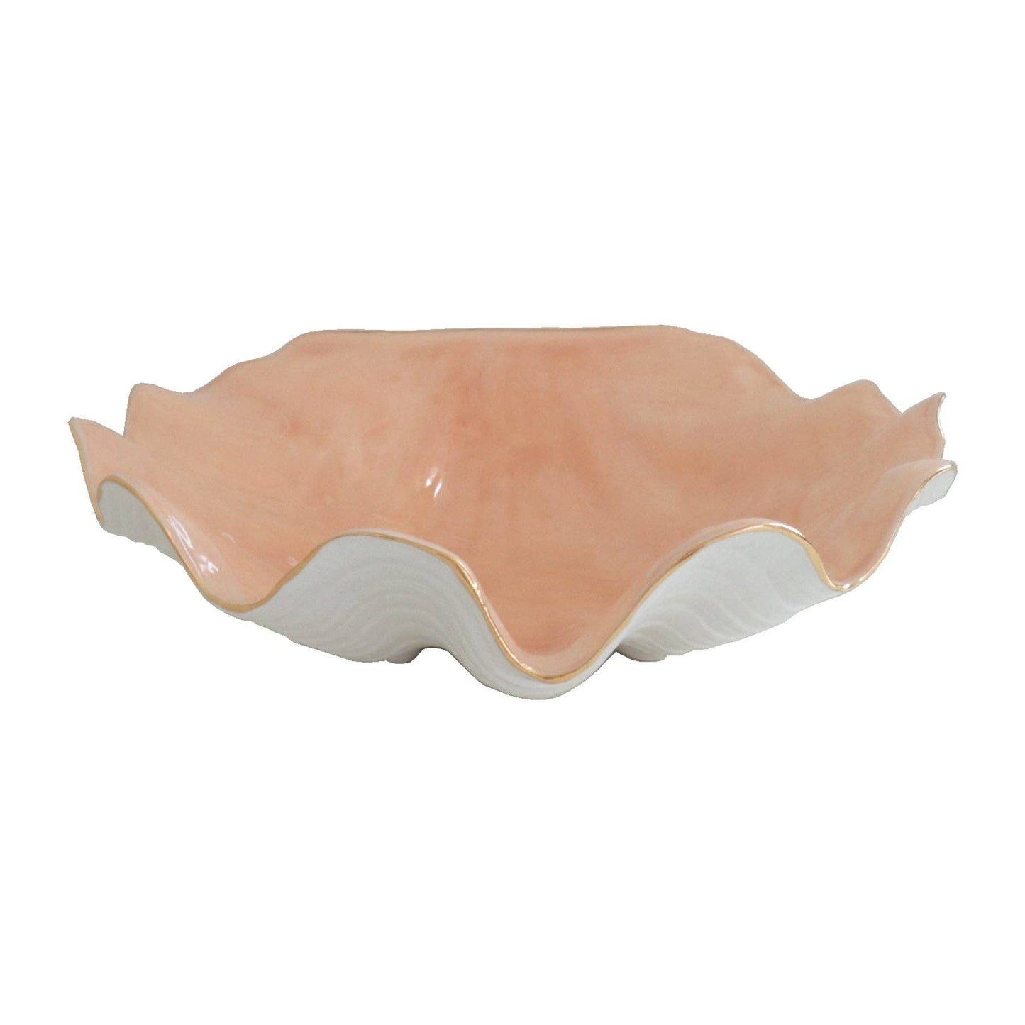 Clam Shell Bowl with 22K Gold Accent: Large / Coral