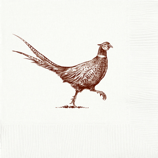 Pheasant Strut White Beverage Napkins