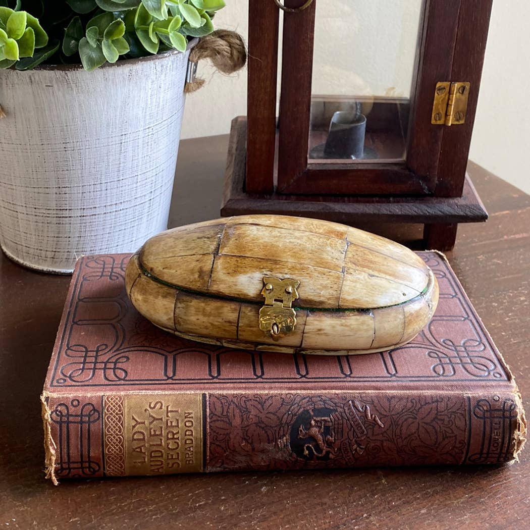 Antiqued Oval Bone Box