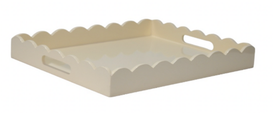 IVORY HIGH GLOSS SCALLOPED SERVING TRAY