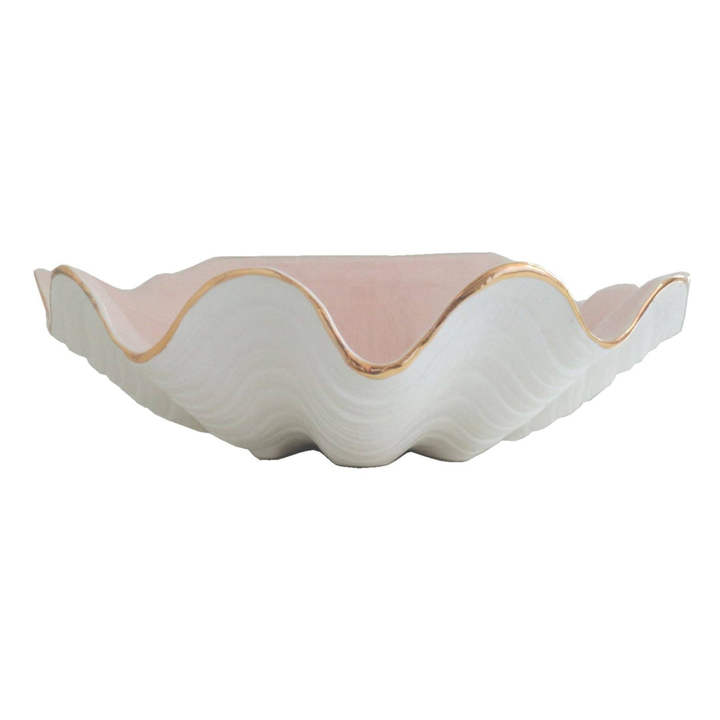 Clam Shell Bowl with 22K Gold Accent: Large / Coral