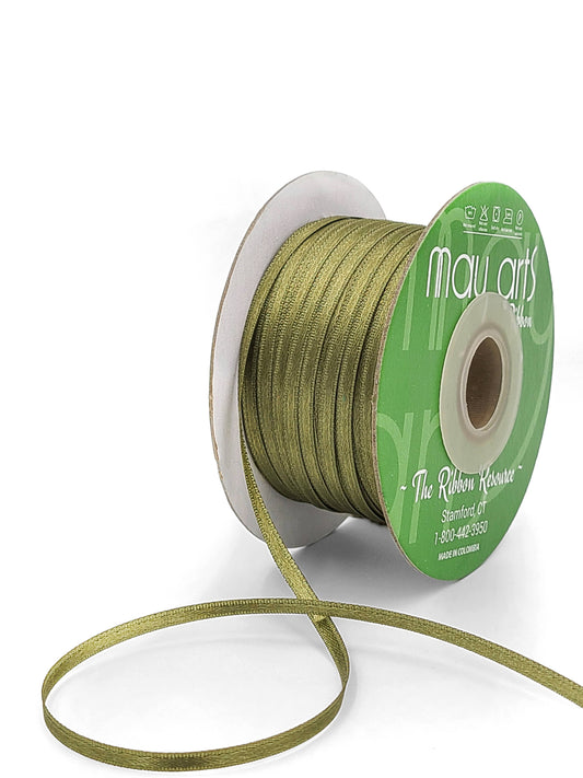 ~1/8"Luster Double Face Satin Ribbon, Olive Green