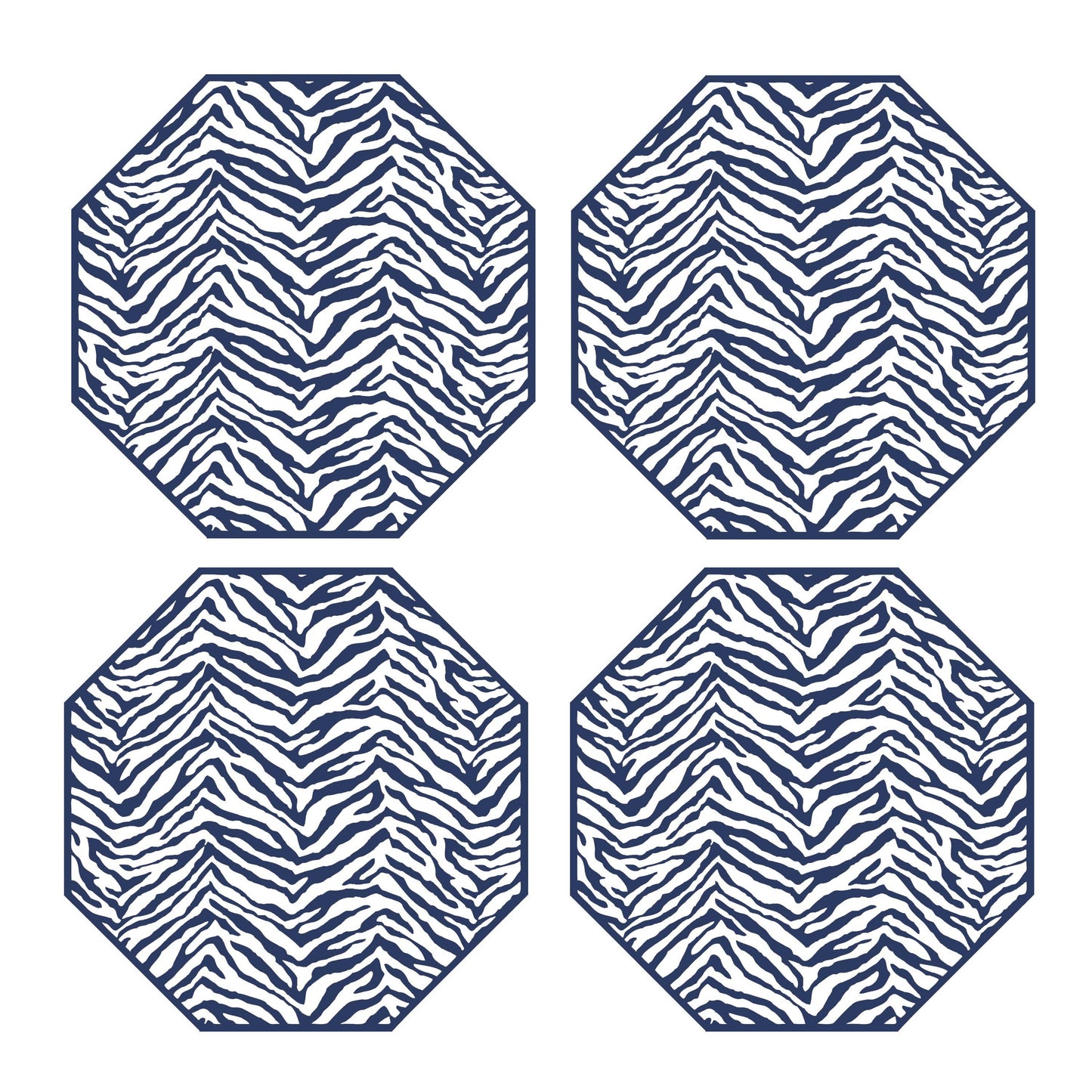 Coaster Set of 4 - Zebra Navy