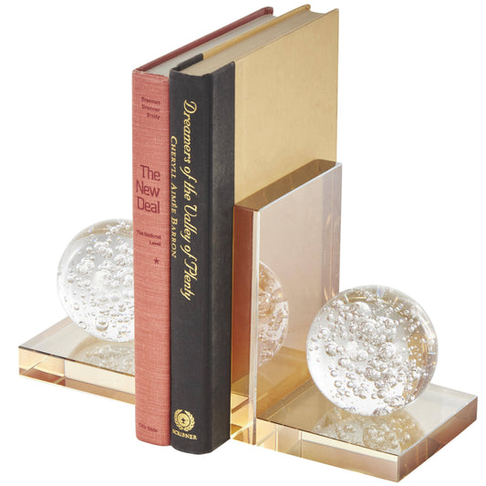 Contemporary Gold Glass Bookends Set