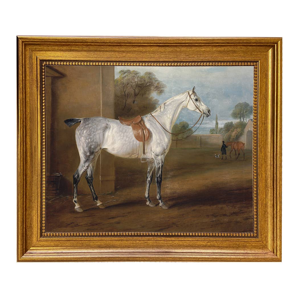 Hunter Horse Framed Painting Print on Canvas: 8" x 10"