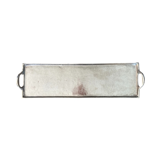 Long silver tray with handles