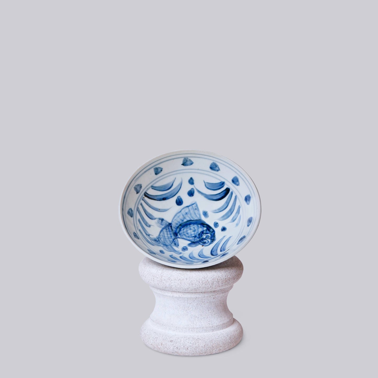 Blue and White Porcelain Carp Conical Bowl