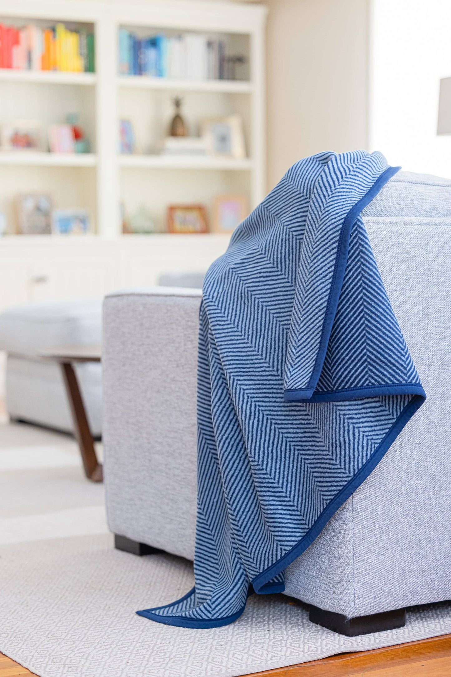 Harborview Herringbone Navy Blanket: Midi