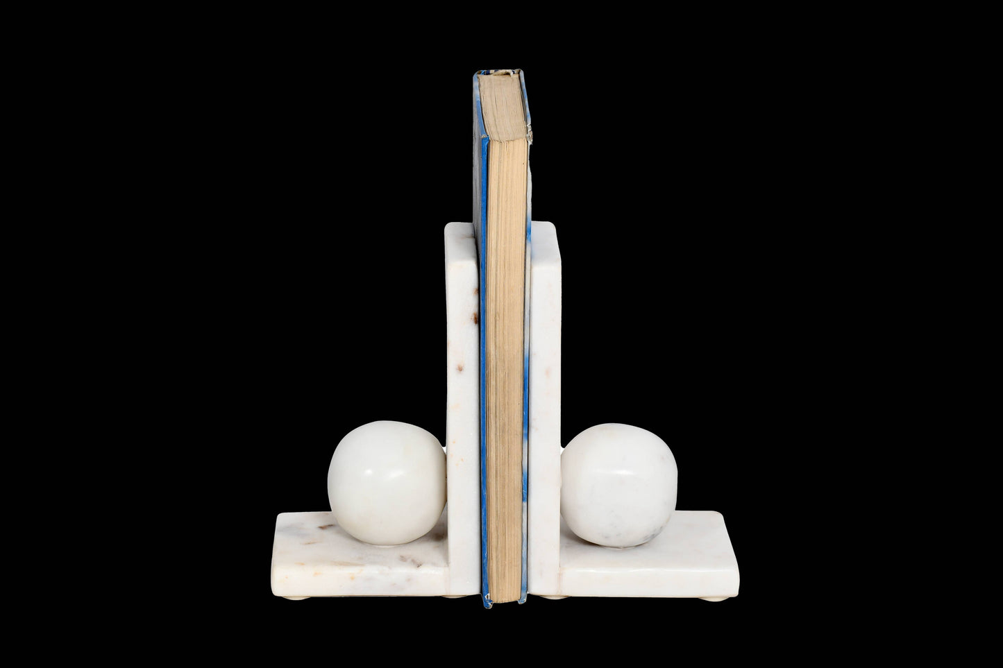 White Marble Ball Bookends, Set