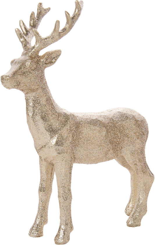 Champagne gold glit resin table top rein deer 9 in