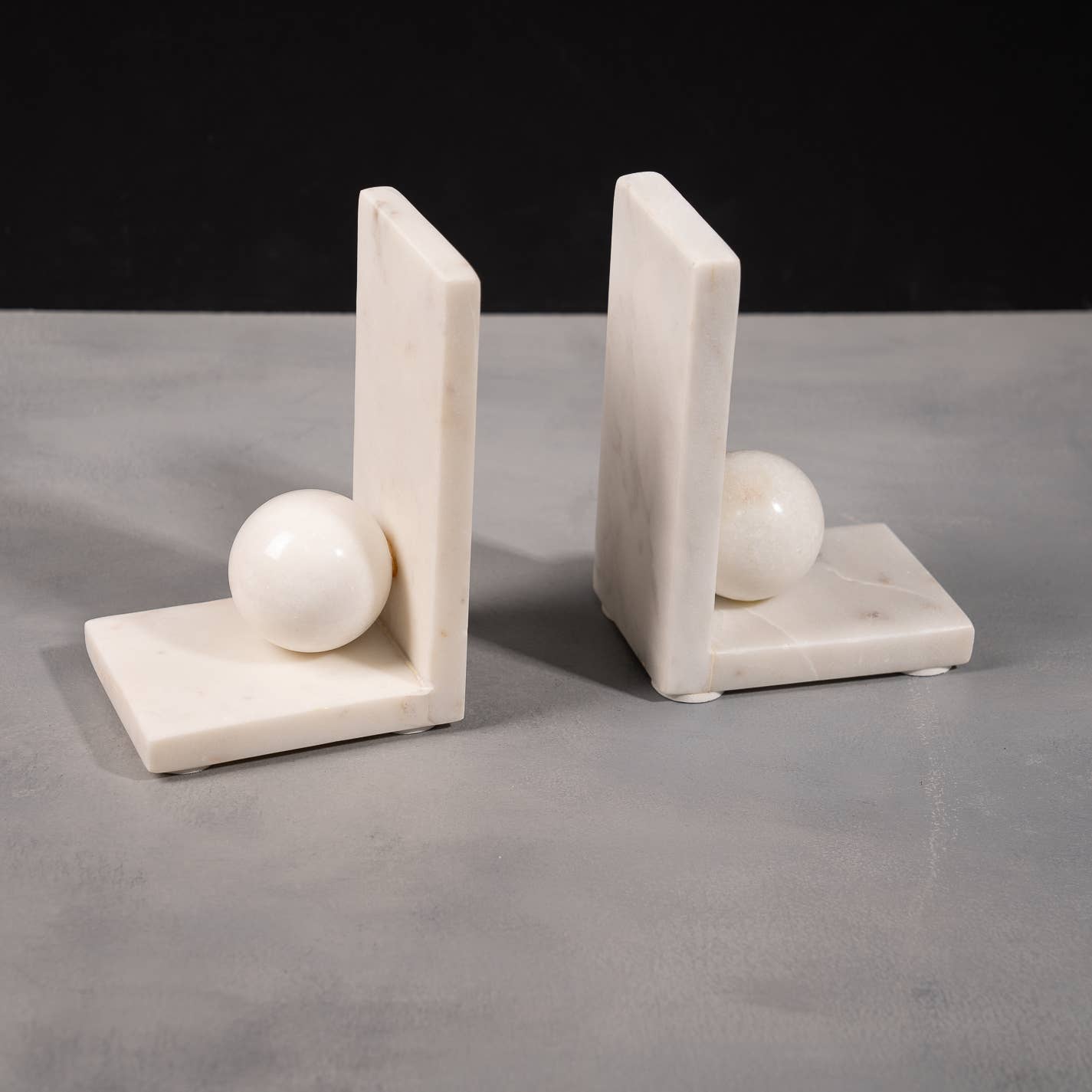 White Marble Ball Bookends, Set