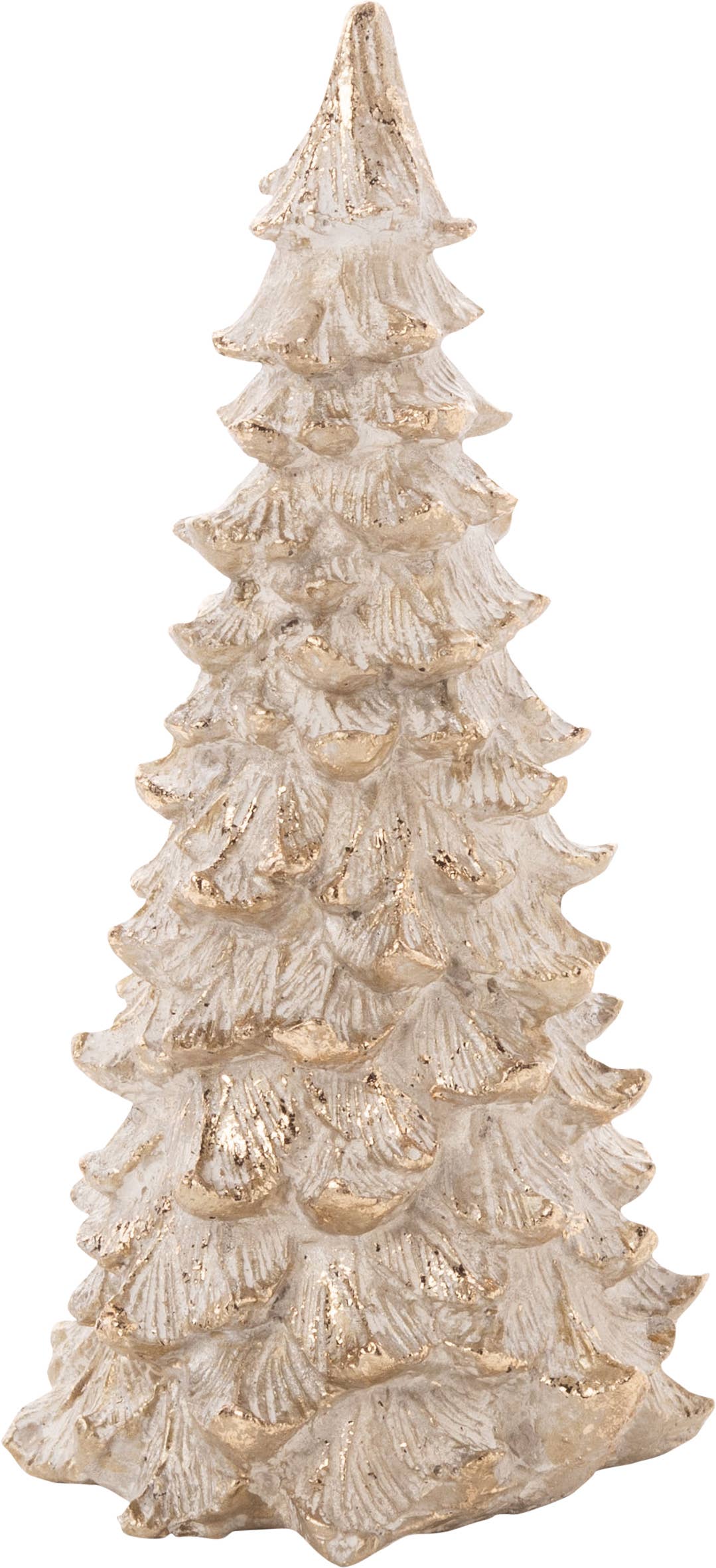 Fir Christmas tree,white,gold accents painted resin