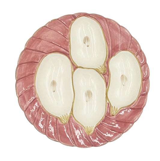 Oyster Dish - Pink w/ gold trim