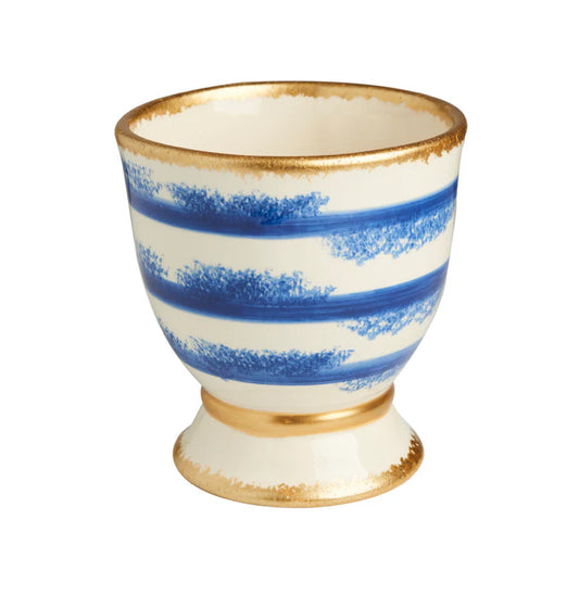 Blue and white Stripe Cachepot, Large