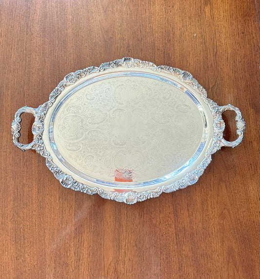 Silverplate Oval Handle trays -footed