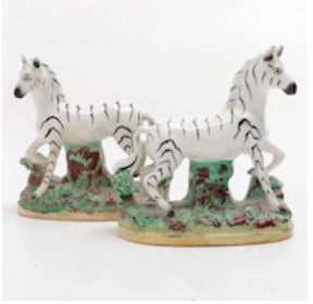 Staffordshire steel zebra figurine- set