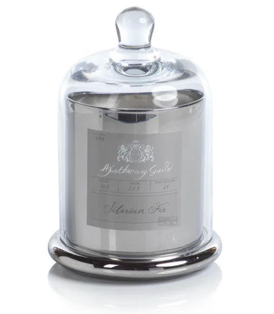 Apothecary Guild Scented Candle Jar with Glass Dome - Medium Silver