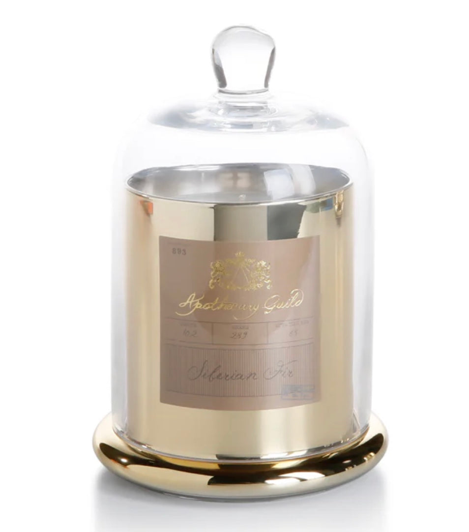 Apothecary Guild Scented Candle Jar with Glass Dome - Medium Gold