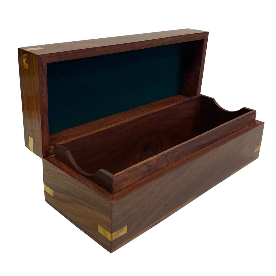 Wood Box with Brass Diamond Inlay