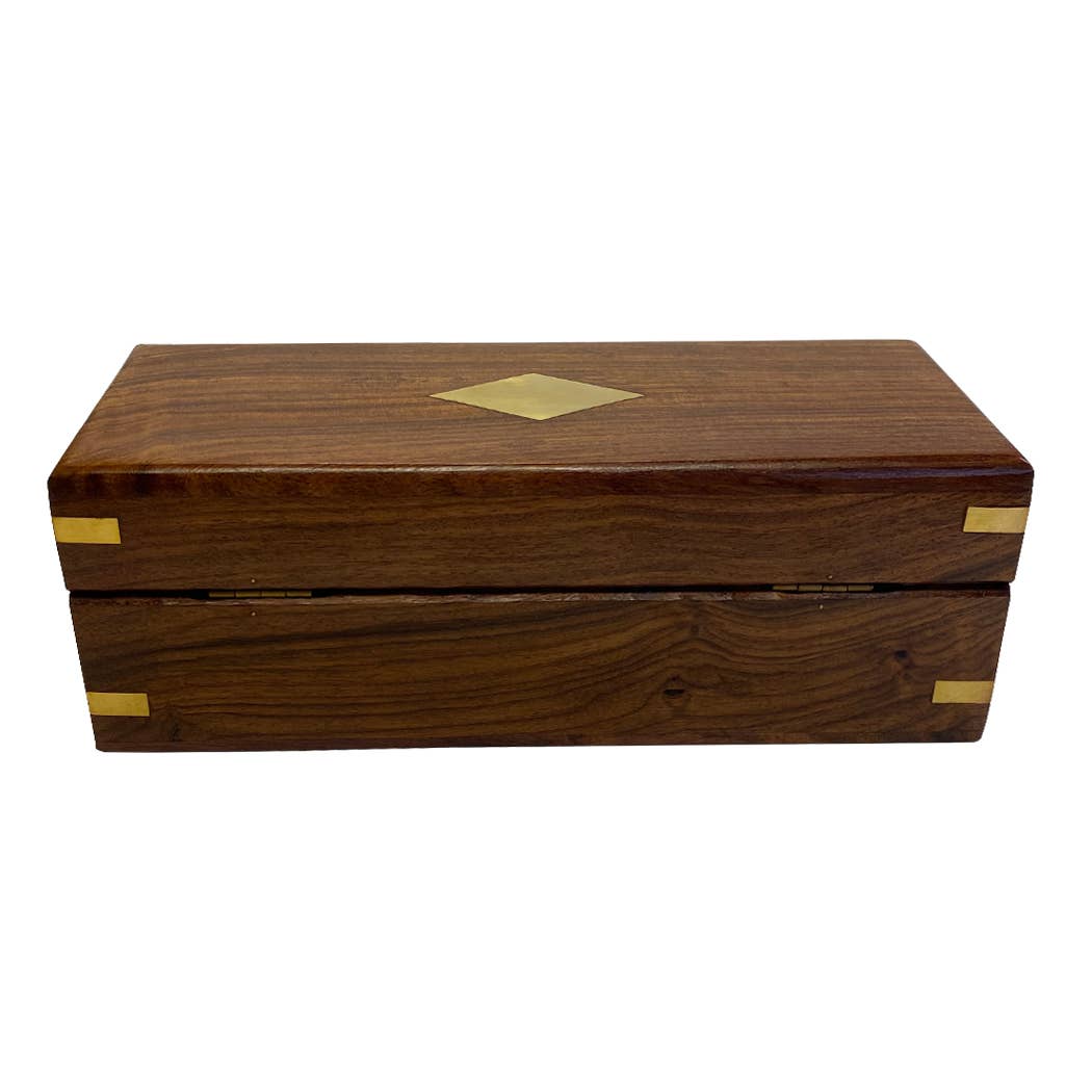 Wood Box with Brass Diamond Inlay
