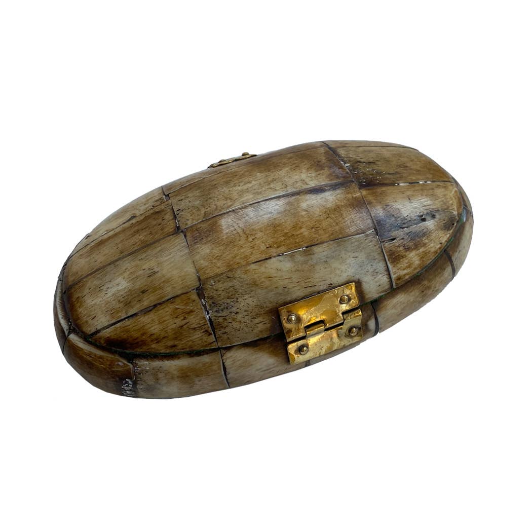 5-1/2" Antiqued Oval Bone Box