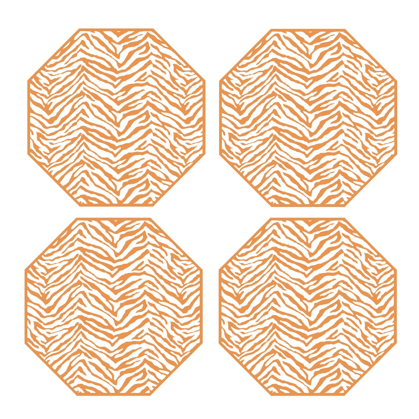 Coaster Set of 4 - Zebra orange