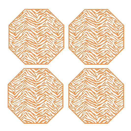 Coaster Set of 4 - Zebra orange