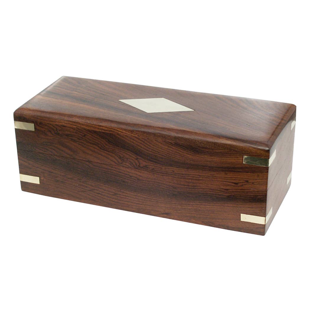 Wood Box with Brass Diamond Inlay