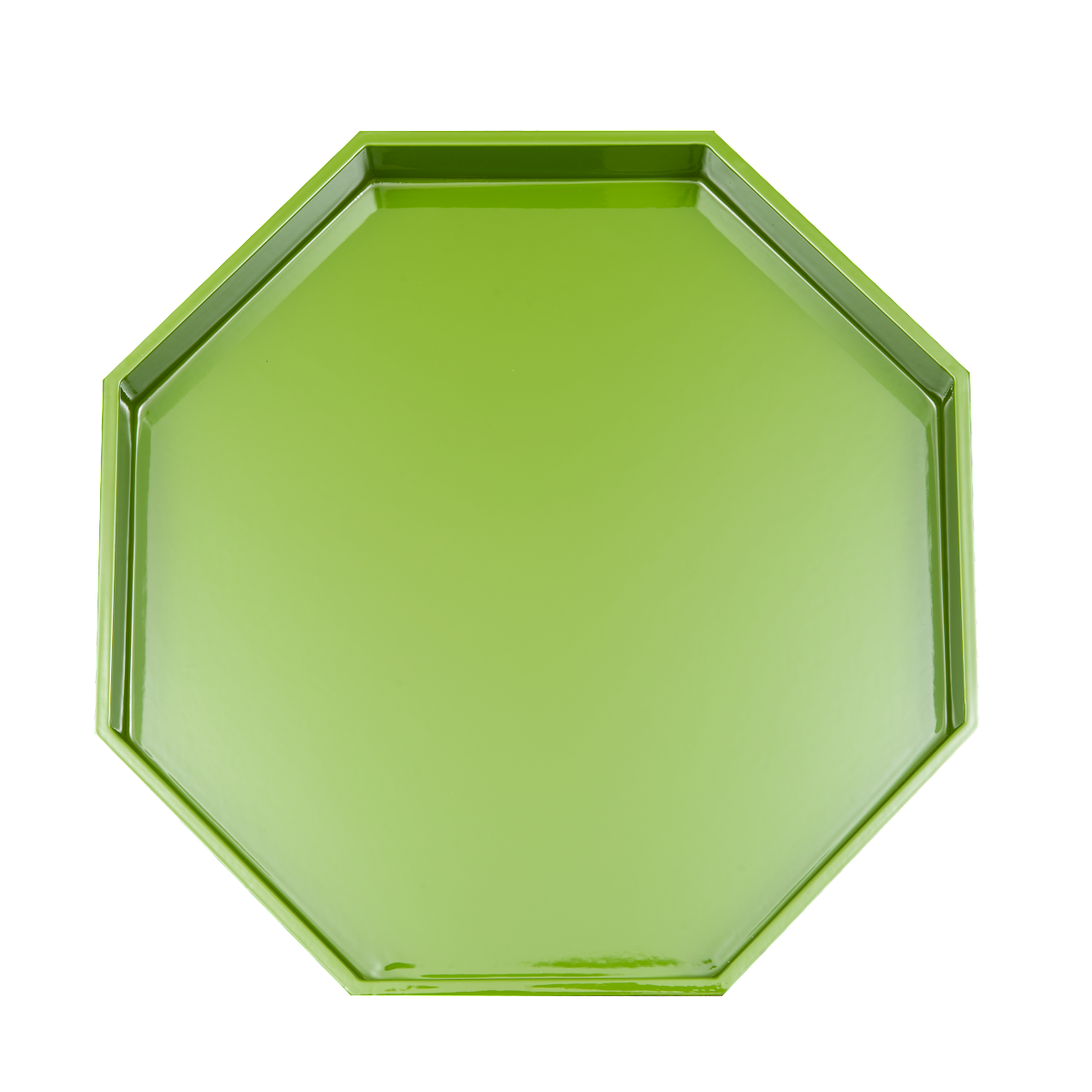 Octagonal Lacquered Tray Small - Green