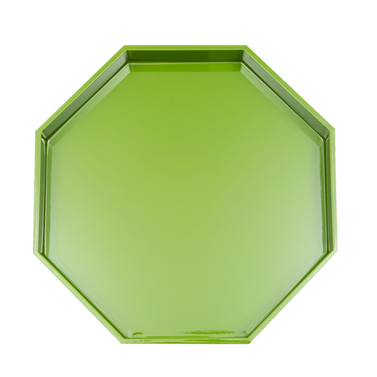 Octagonal Lacquered Tray Small - Green