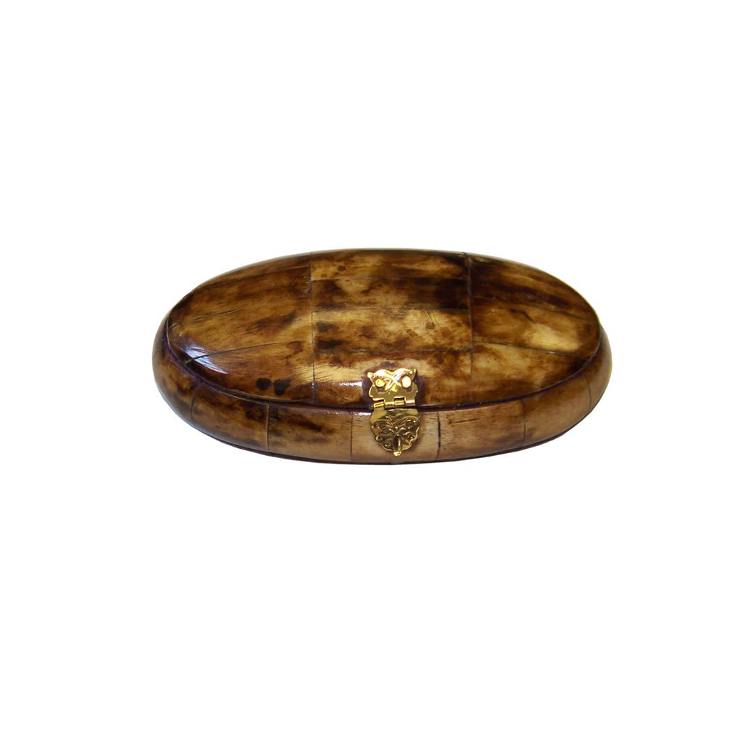 5-1/2" Antiqued Oval Bone Box