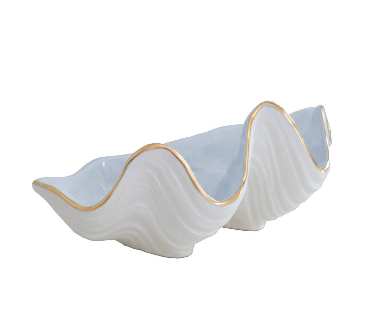 Shell Bowl with 22K Gold Accent -Small / Pale Sheer Blue